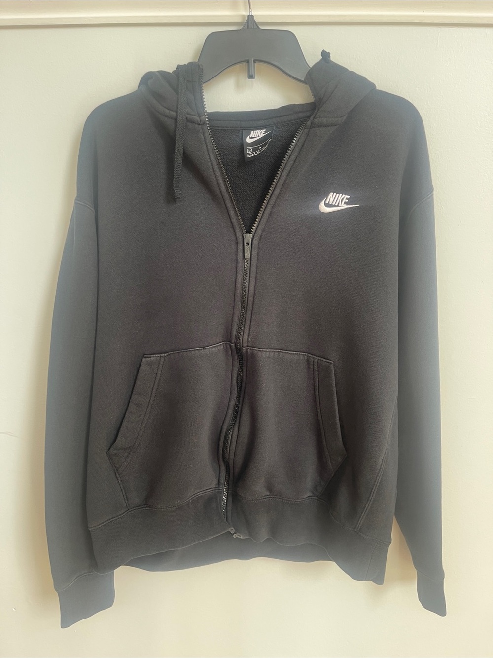 Nike Black Full-Zip Hoodie with White Swoosh